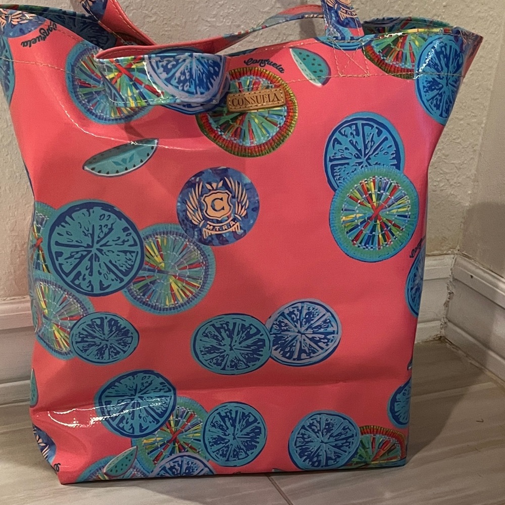Consuela Pink and Blue Citrus Pattern Tote